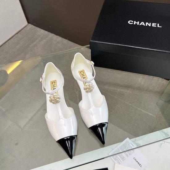 Chanel Color Block Pointed Toe Leather Dress Flats