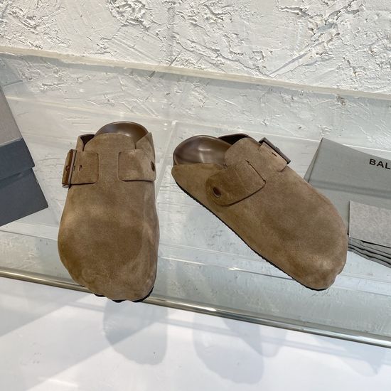Balenciaga Casual Suede Leather Clogs with Adjustable Buckle Comfortable Sole