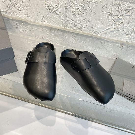Balenciaga Casual Suede Leather Clogs with Adjustable Buckle Comfortable Sole