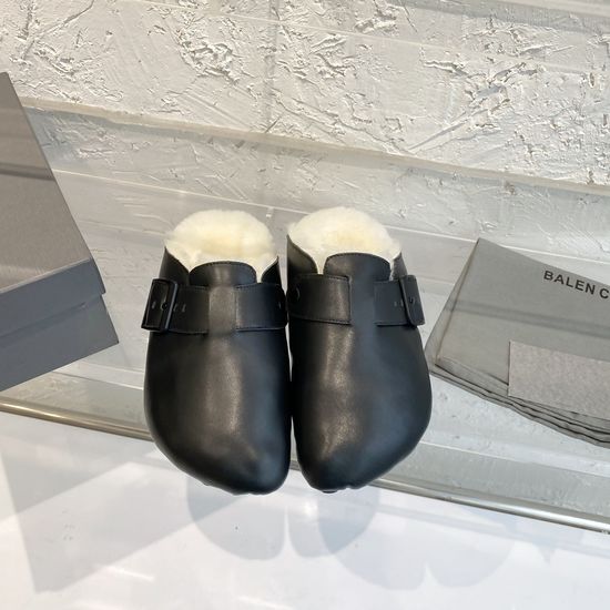 Balenciaga Retro Adjustable Buckle Suede Lined Clog Shoes