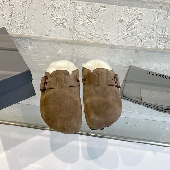 Balenciaga Retro Adjustable Buckle Suede Lined Clog Shoes
