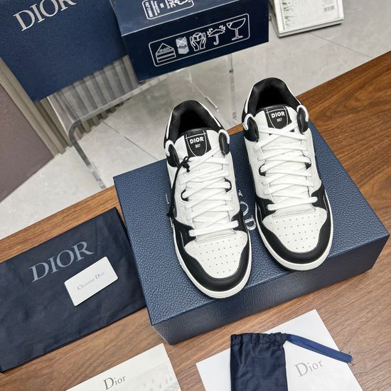 Christian Dior Colorblock Leather Mid-top Sneakers Casual Non-slip Sport Shoes
