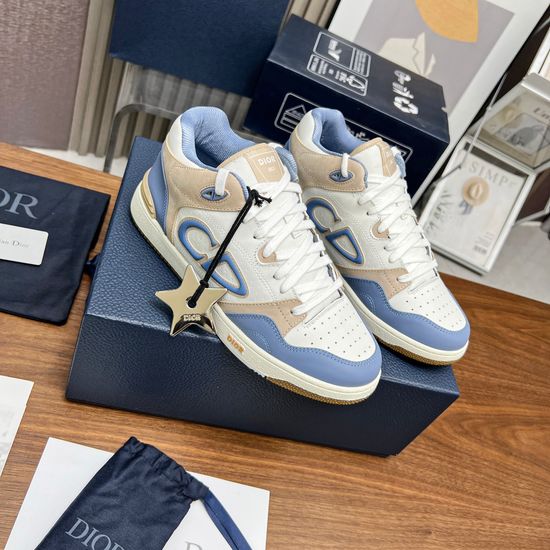 Christian Dior Colorblock Leather Mid-top Sneakers Casual Non-slip Sport Shoes