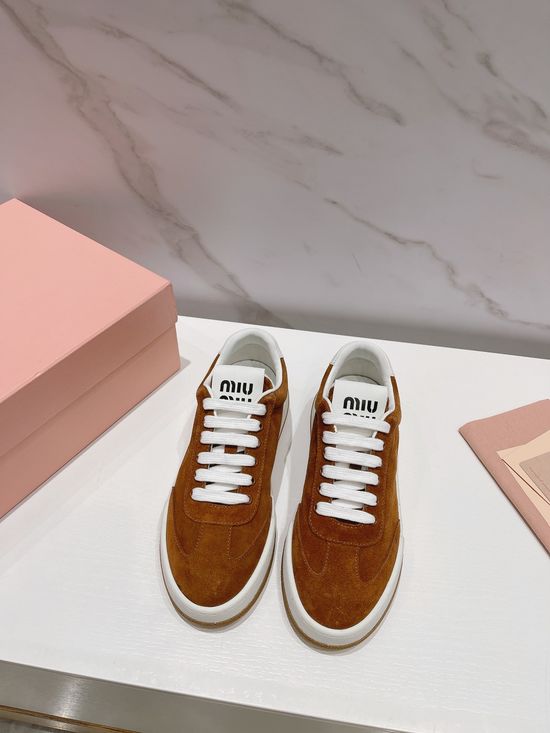 Miu Miu Vintage Style Lace-Up Casual Leather Comfortable Shoes