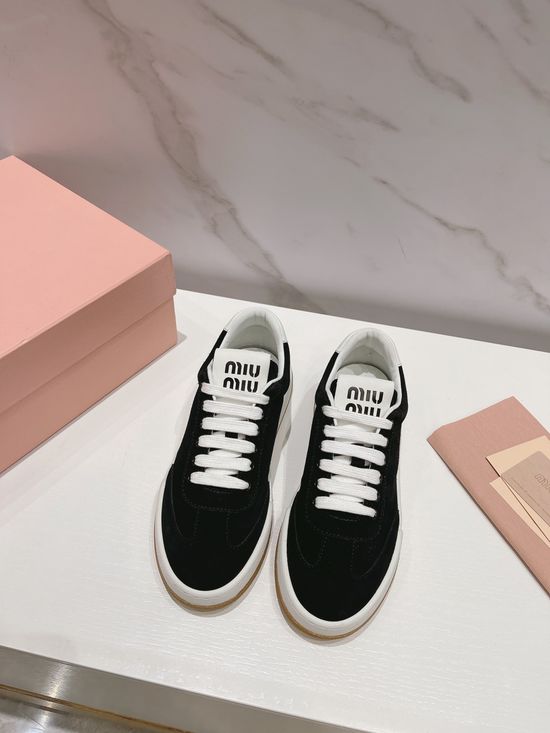 Miu Miu Vintage Style Lace-Up Casual Leather Comfortable Shoes