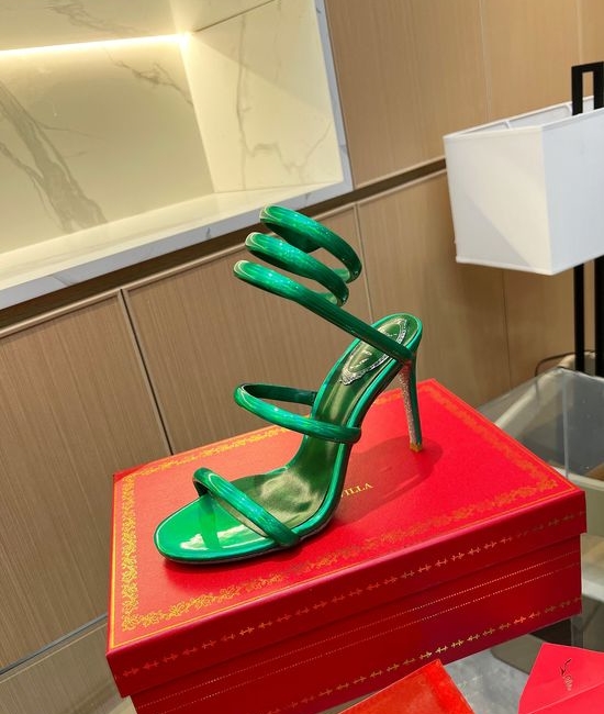 Rene Caovilla Elegant Velvet Wrapped Stiletto Sandals with Sparkling Details
