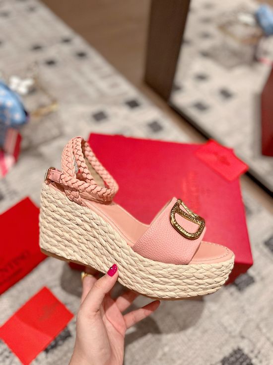 Valentino Woven Strap Rhinestone Decor Chunky Heel Sandals