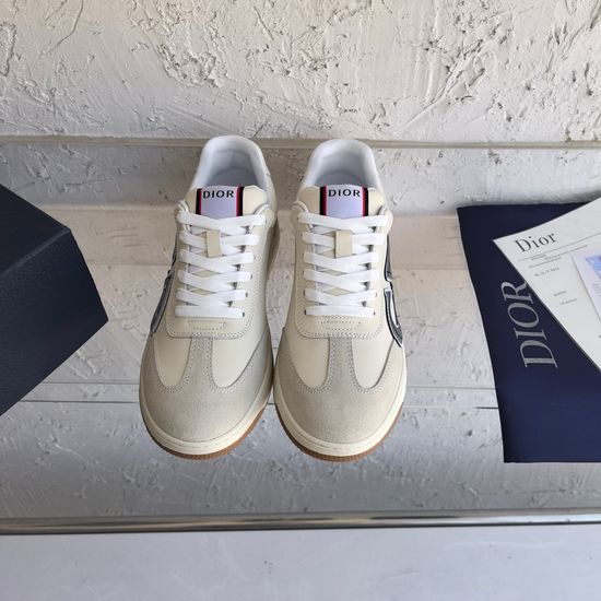 Christian Dior Low-top Stitched Leather Flat Sneakers Soft Comfortable