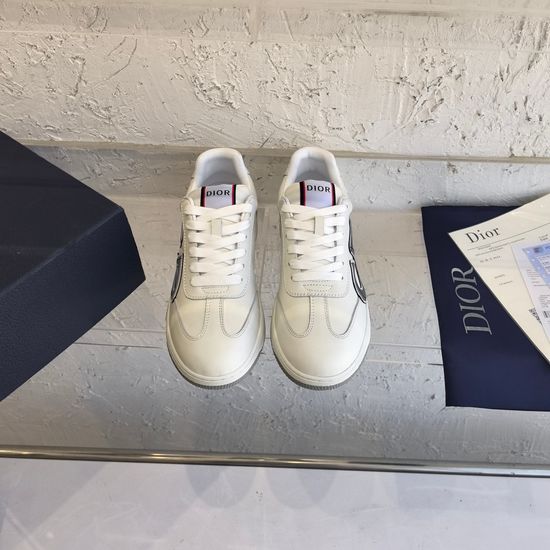 Christian Dior Low-top Stitched Leather Flat Sneakers Soft Comfortable