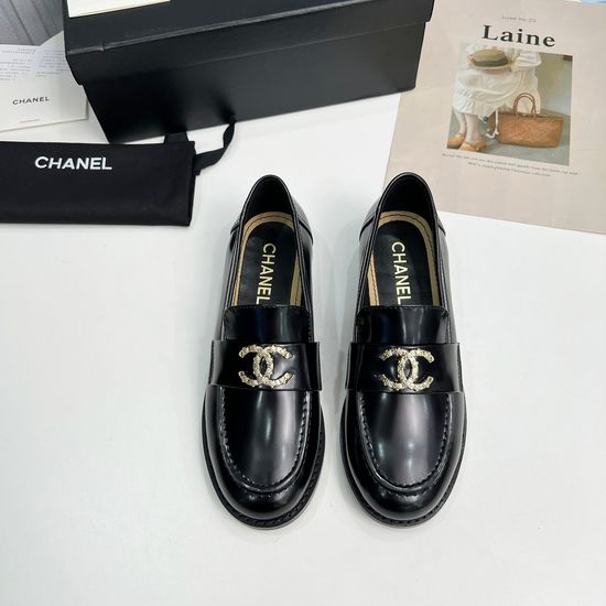 Chanel Vintage Style Square Toe Loafers Genuine Leather Upper Shoes