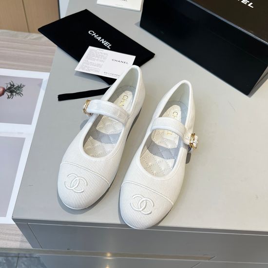 Chanel Color Block Mary Jane Flats with Embroidered Logo