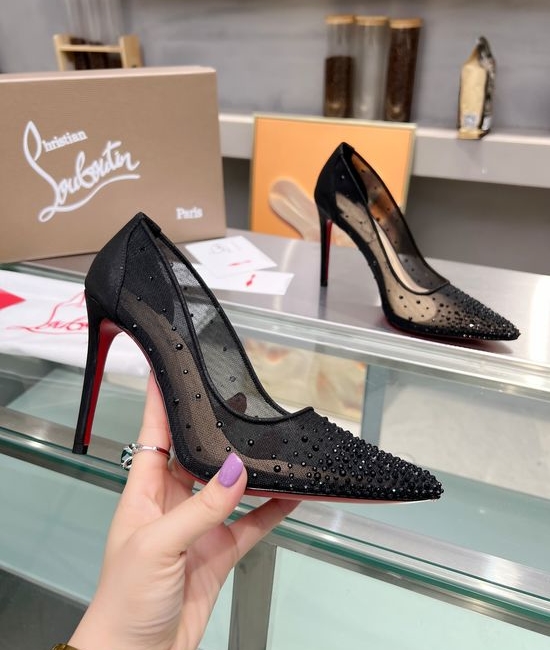 Christian Louboutine Elegant Rhinestone Decor High Heel Dress Sandals