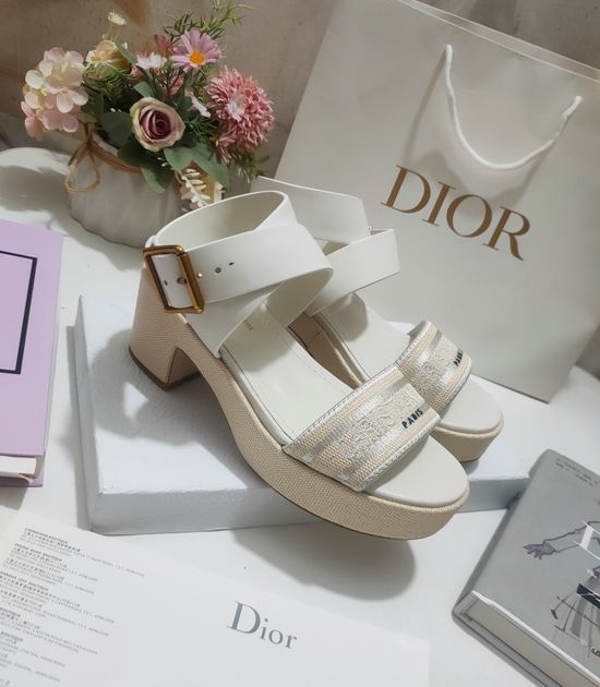 Christian Dior Hollow Out Flat Sandals With Metal Logo Buckle