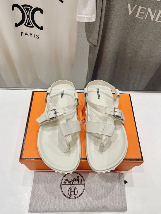 Hermes Elegant Low Heel Thong Flip Flops Comfort Daily Sandals