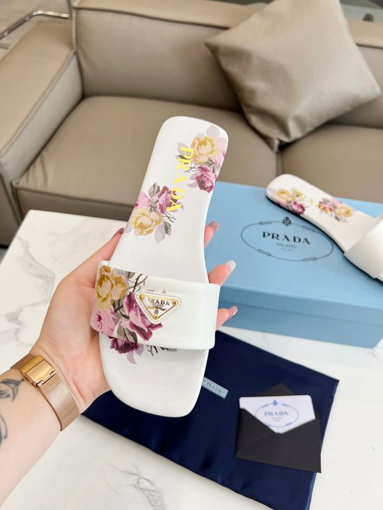Prada Printed Sheepskin Upper Flats Leather Sole