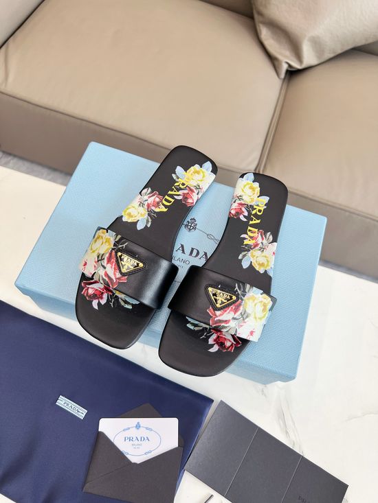 Prada Printed Sheepskin Upper Flats Leather Sole