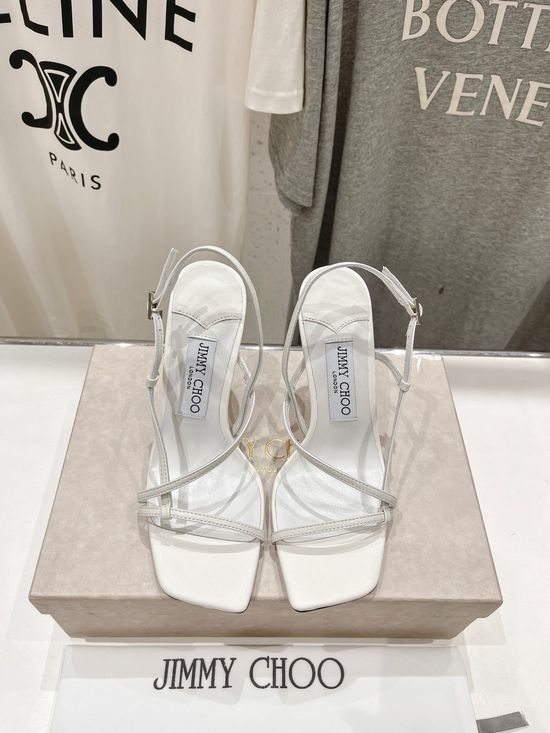 Jimmy Choo Classic Calfskin Chunky Heel Sandals with Comfortable Lining