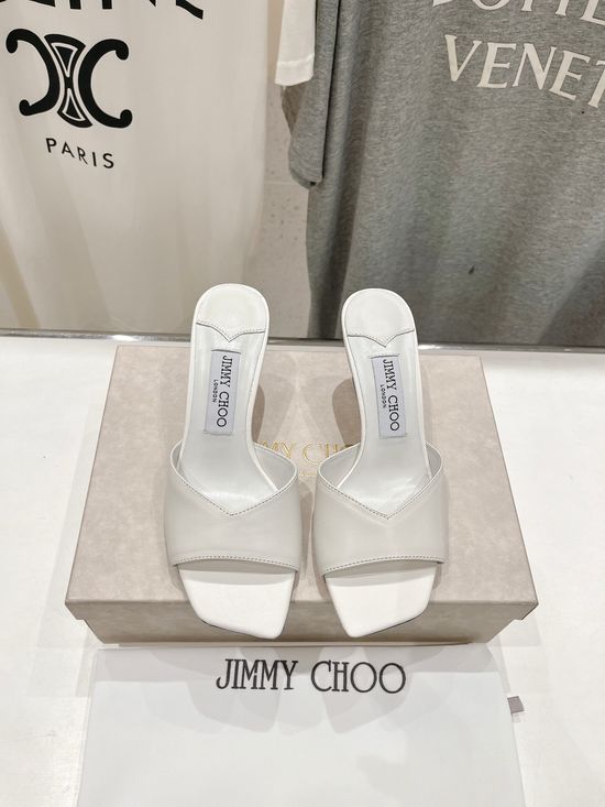 Jimmy Choo Elegant Chunky Heel Slide Sandals with Soft Genuine Lining