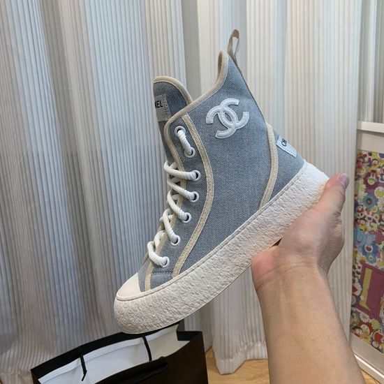 Chanel Breathable Comfortable Canvas Mid Calf Boots Non Slip Sole