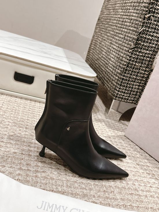 Jimmy Choo Classic Low Heel Ankle Boots Premium Leather Upper