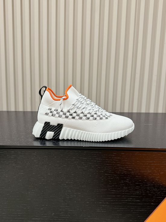Hermes Premium Leather Suede Casual Comfort Sneakers