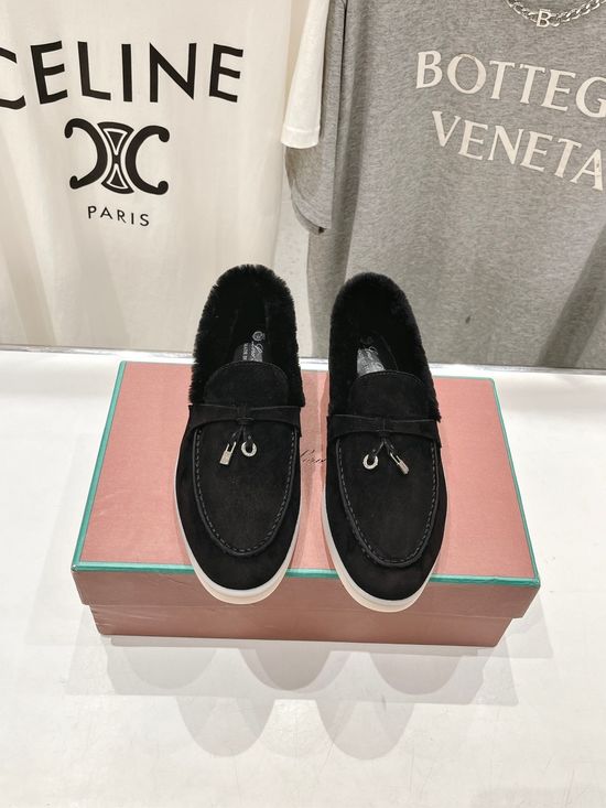 Loro Piana Premium Suede Wool Lined Loafers Comfortable Daily Walking Footwear