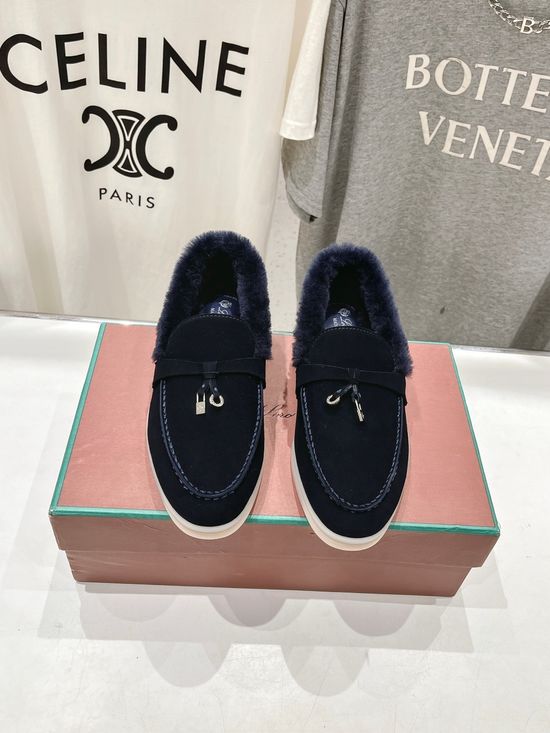 Loro Piana Premium Suede Wool Lined Loafers Comfortable Daily Walking Footwear