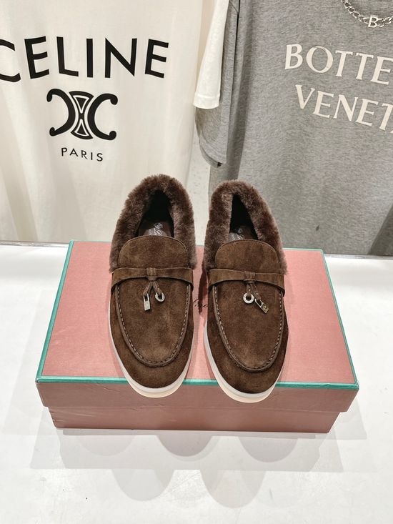 Loro Piana Premium Suede Wool Lined Loafers Comfortable Daily Walking Footwear