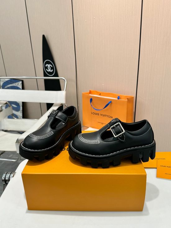 Louis Vuitton Premium Genuine Leather Couple Platform Shoes