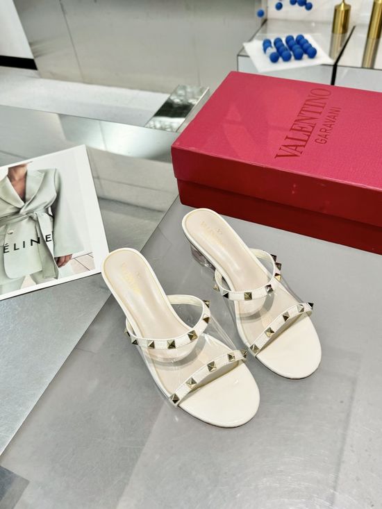 Christian Louboutine Stylish Clear Heel Leather Pumps