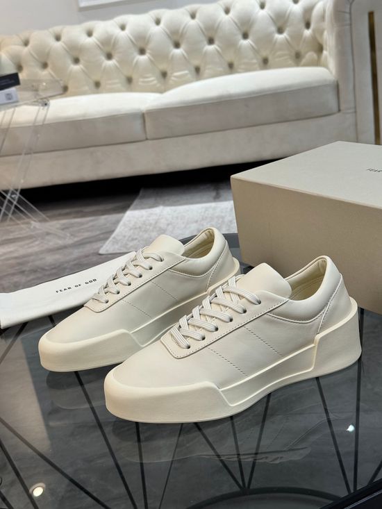 Fear Of God Genuine Leather Low Top Breathable White Sneakers