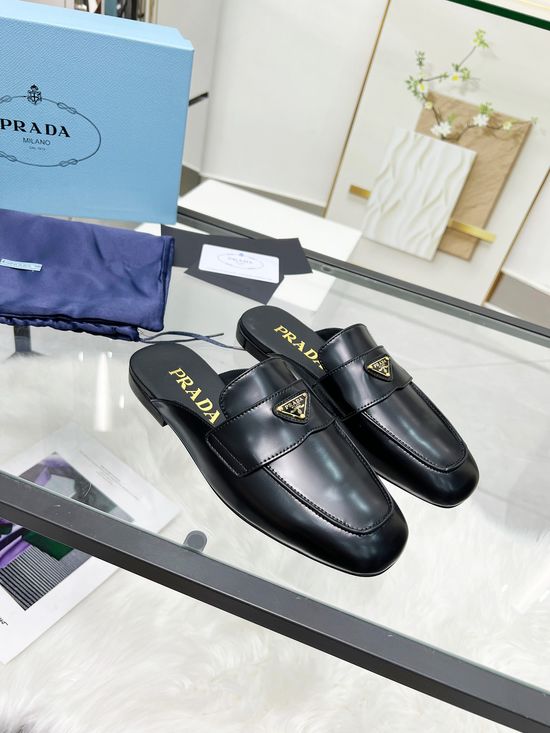 Prada Patent Leather Casual Flats with Signature Emblem