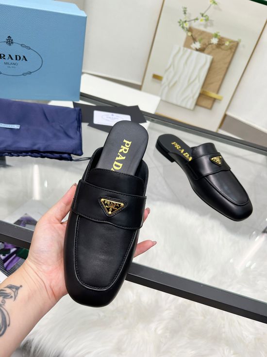 Prada Patent Leather Casual Flats with Signature Emblem