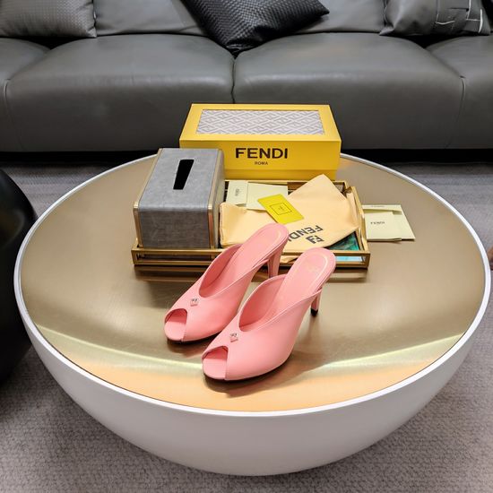 Fendi Elegant Peep Toe Heels With Retro Ring Decor