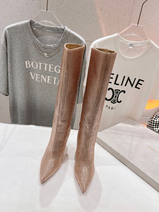 Jimmy Choo Diamond-face Pointed High-heeled Over-knee Boots