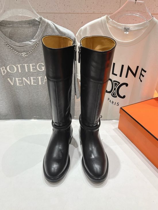 Hermes Chelsea Style Side Zipper Over-knee Leather Boots