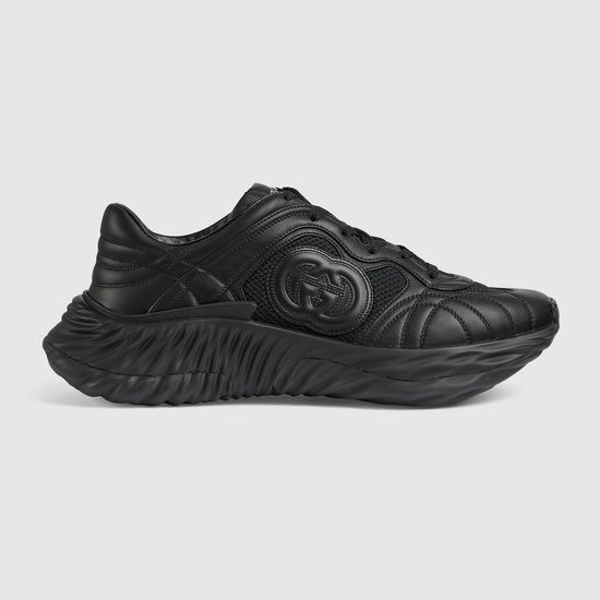 Gucci Cushioned Wave Sole Leather Upper Casual Sports Sneakers