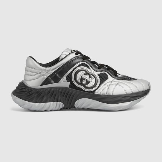 Gucci Cushioned Wave Sole Leather Upper Casual Sports Sneakers