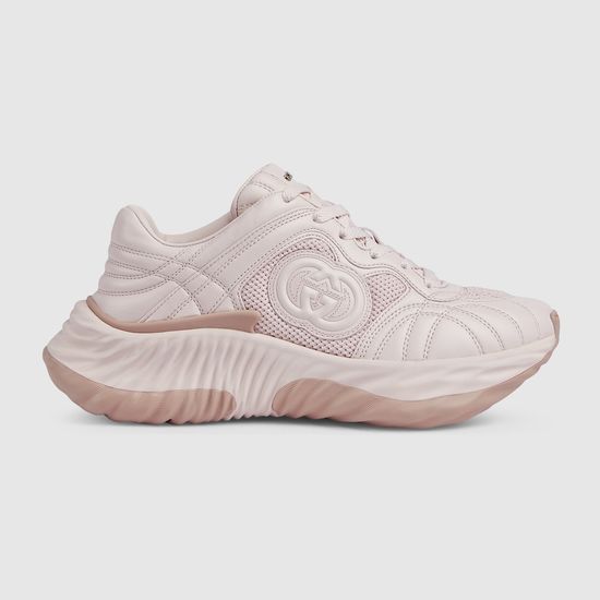Gucci Cushioned Wave Sole Leather Upper Casual Sports Sneakers