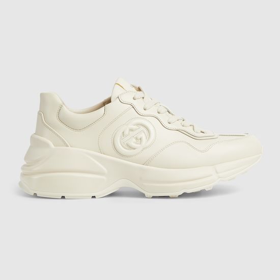 Gucci Classic Distressed Printed Leather Casual Sneakers