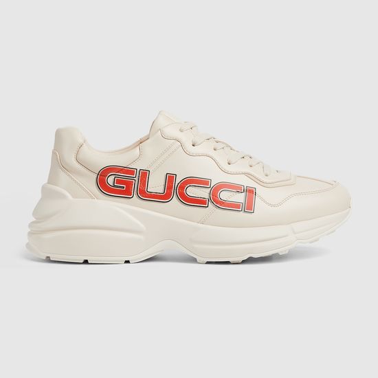 Gucci Classic Distressed Printed Leather Casual Sneakers