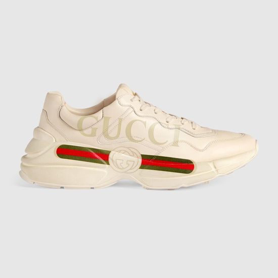 Gucci Classic Distressed Printed Leather Casual Sneakers