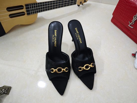 Yves Saint Laurent Fine Heel Suede Leather Sole Dress Sandals