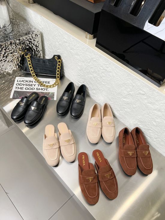 Prada Classic Logo Embellished Casual Loafer Shoes