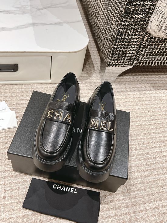 Chanel Genuine Leather Thick Sole Comfortable Slip On Loafers