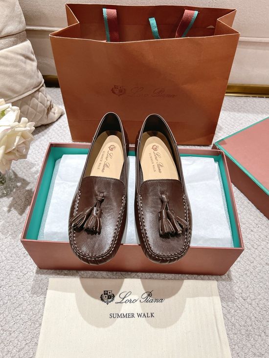 Loro Piana Premium Stitched Loafers Soft Sole Comfortable Handmade Full Packaging
