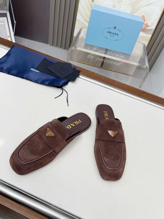 Prada Suede Casual Flats with Signature Emblem