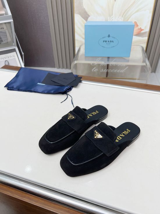 Prada Suede Casual Flats with Signature Emblem
