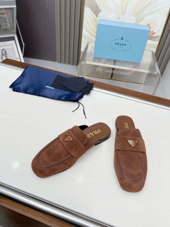 Prada Suede Casual Flats with Signature Emblem