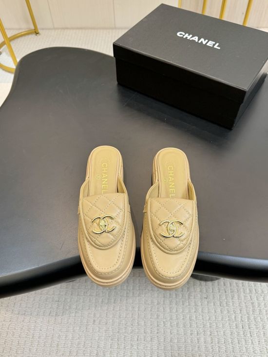 Chanel Classic Buckle Decorated Peep Toe Leather Heels